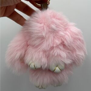 Pink Fluffy Bunny Keychain